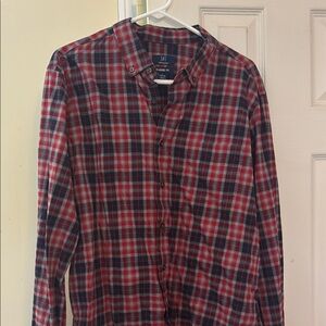 George Red and Blue Plaid Dress Shirt